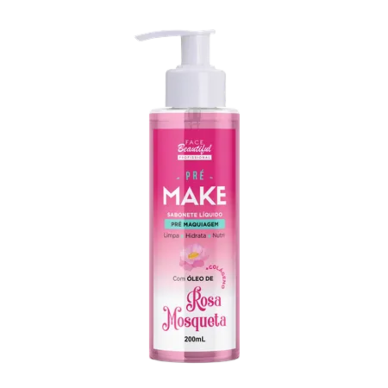 SABONETE LIQUIDO FACIAL PRE MAKE ROSA MOSQUETA FACE BEAUTIFUL 200ML