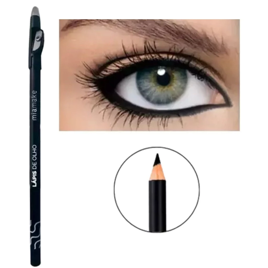 LAPIS DE OLHO PRETO COM APONTADOR MIA MAKE