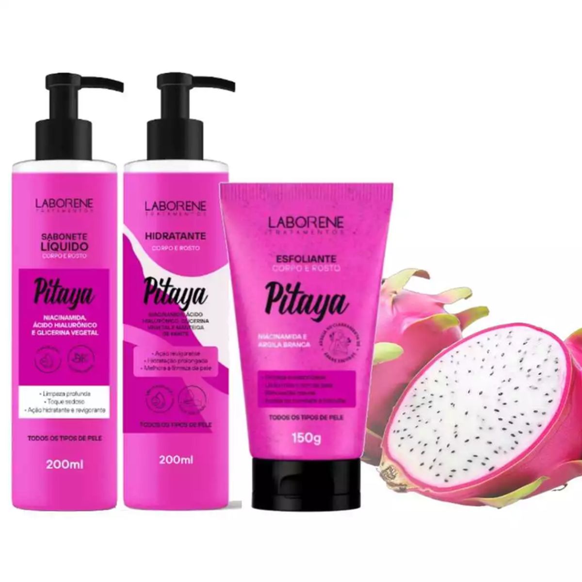 KIT BANHO PREMIUM SABONETE ESFOLIANTE E HIDRATANTE PITAYA LABORENE