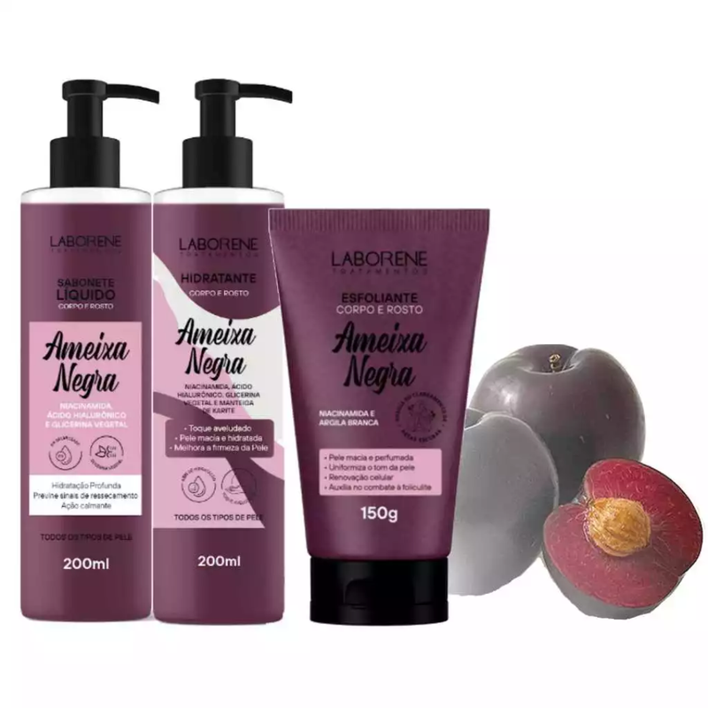 KIT BANHO PREMIUM SABONETE ESFOLIANTE E HIDRATANTE AMEIXA NEGRA LABORENE