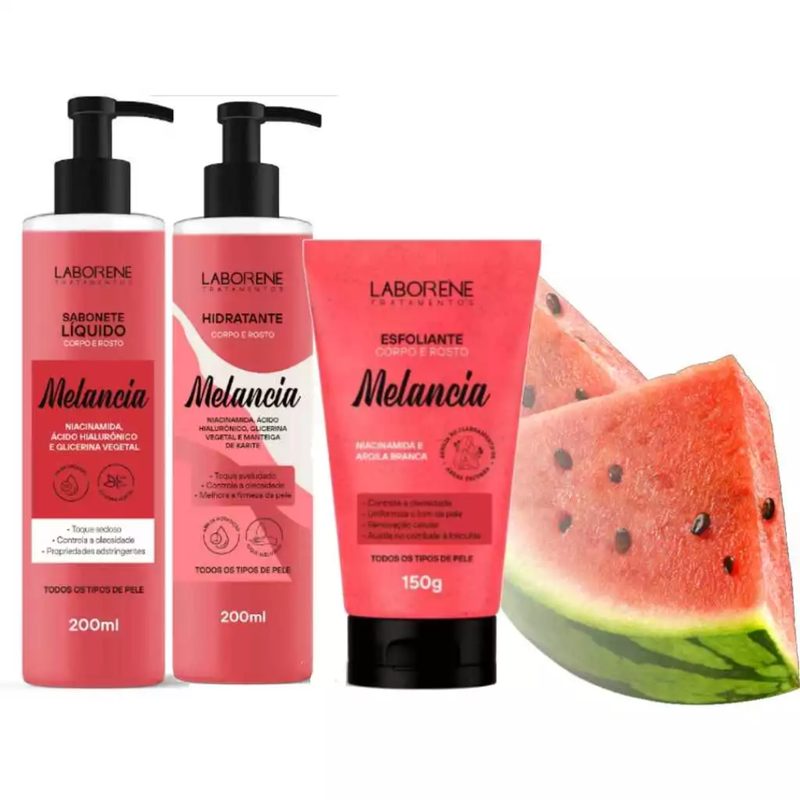 KIT BANHO PREMIUM SABONETE ESFOLIANTE E HIDRATANTE MELANCIA LABORENE