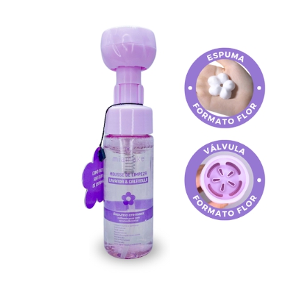 Mousse de Limpeza Facial Lavanda e Calêndula Mia Make 150ml Formato de Flor