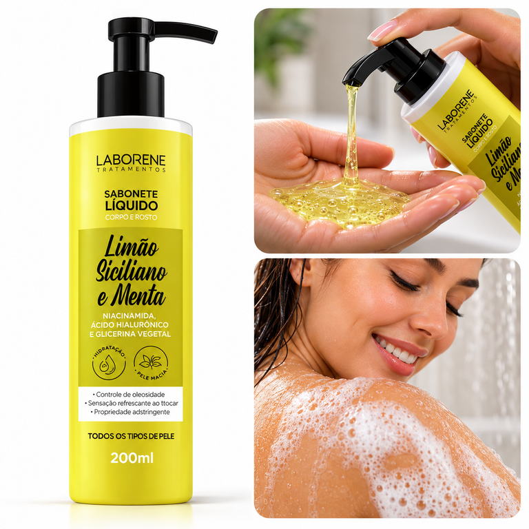 Sabonete Líquido Limão Siciliano e Menta 200 ml Laborene
