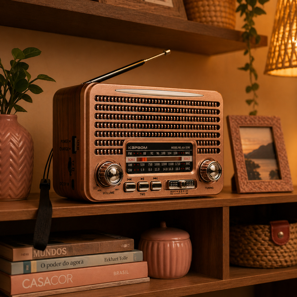 Caixa de Som RetrĂ´ com AM/FM - Kapbom KA-3190
