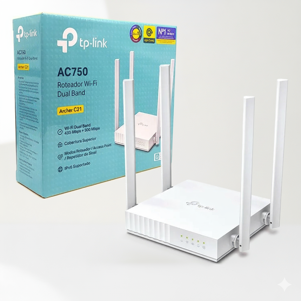 Roteador TP-Link AC750 – Dual Band com 4 Antenas para Conexão Estável e Rápida
