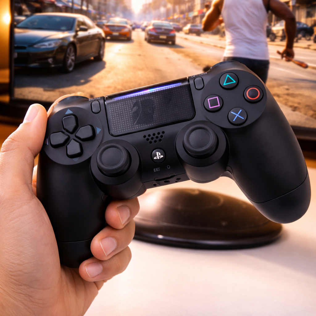 Controle PlayStation 4 com Logo Sony Sem Fio – Preto - 1ª Linha Premium