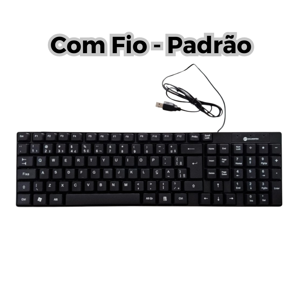 Teclado com Fio Goldentec Slim - Tamanho Padrão - ABNT