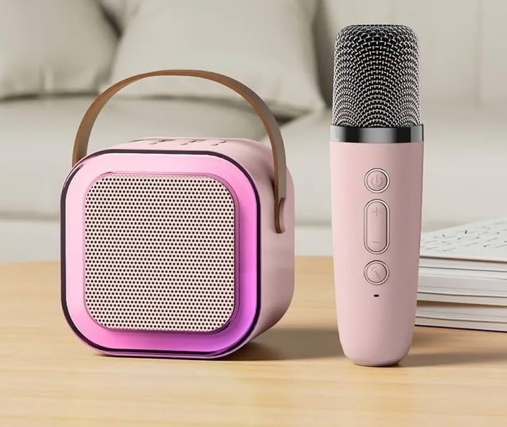 Caixinha Som Com Microfone Infantil Sem fio Bluetooth Karaokê K12
