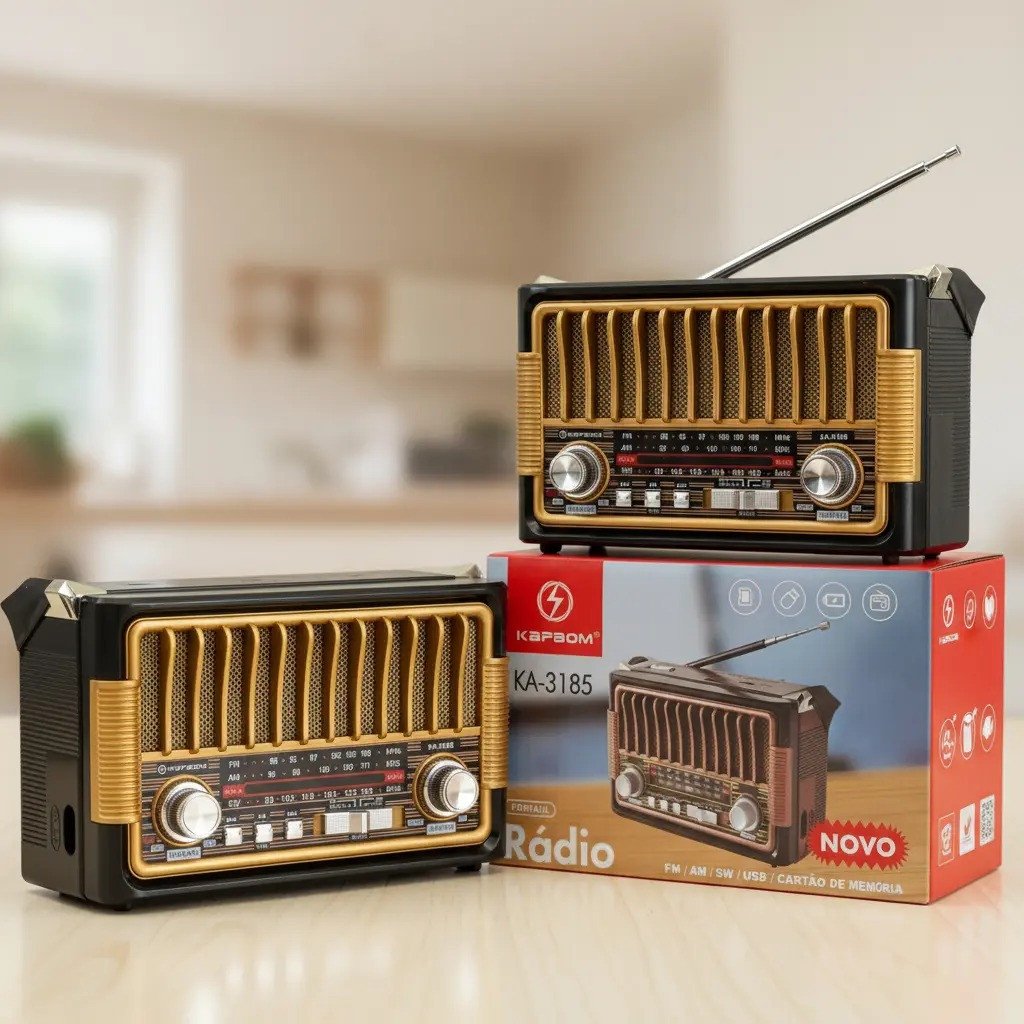 Caixa de Som RetrĂ´ com AM/FM - Kapbom KA-3185
