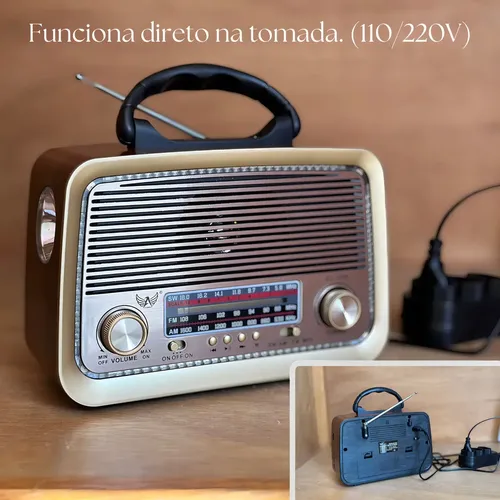 Caixa de Som Retrô com AM/FM e Multi Conexões - Kapbom KA-3199