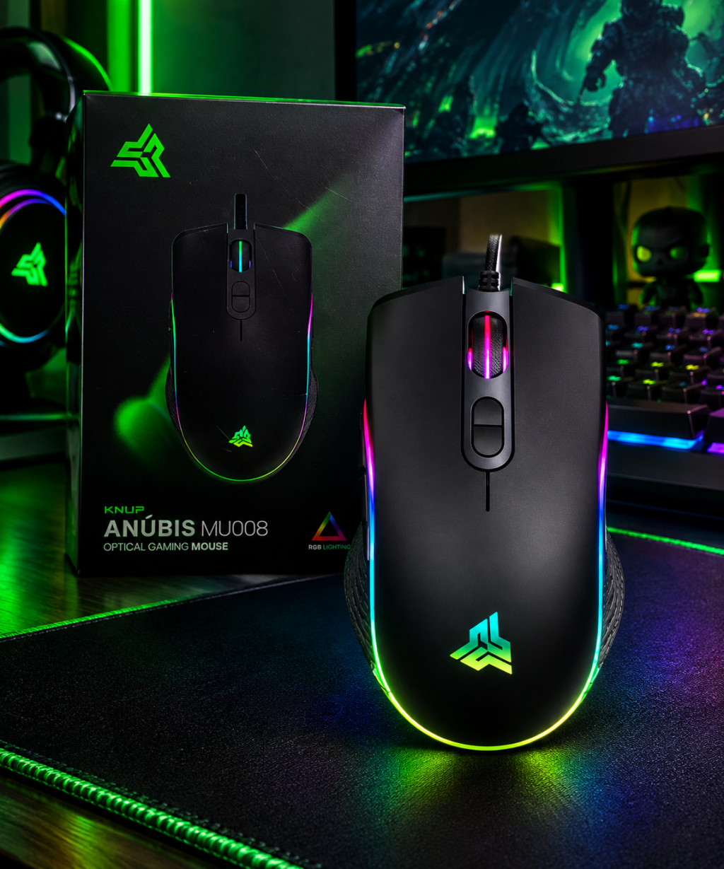 Mouse Gamer Knup com fio Anúbis 7 botões