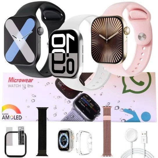 Smartwatch Microwear W11 Pro 46MM Lançamento 2026 | Brindes ~ Pulseira tecido + Capinha TPU + Película
