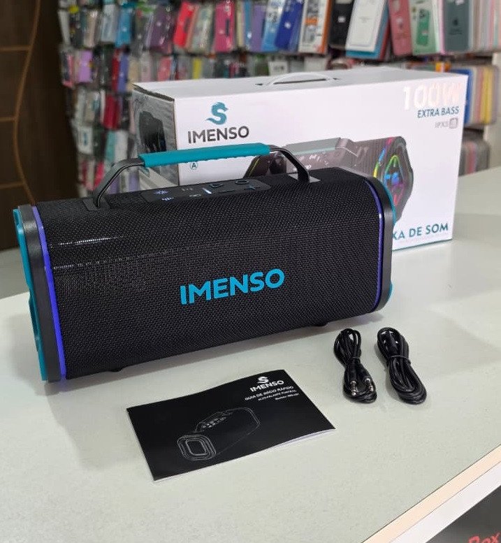 Caixa de Som Imenso 100w IMS-X57A | IPX5 - GRAVES TOPS - LEDS RGB - MULTI CONEXÕES
