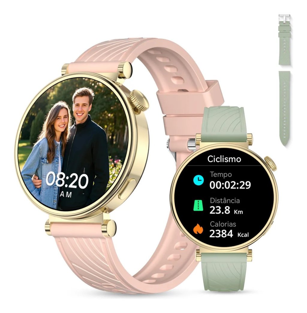Smartwatch Aurafit AM23 100% Original | 2 Pulseiras - AMOLED - Redondo 1,32"