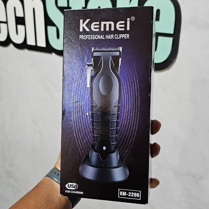 Máquina de Corte Kemei Black KM-2296 | Super completa e robusta tem até Base de carregamento.