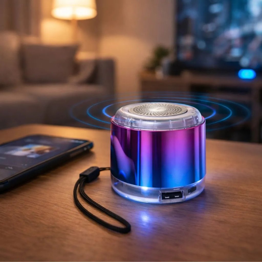 Mini caixa de som Kapbom Multi Conexão com Bluetooth e Leds