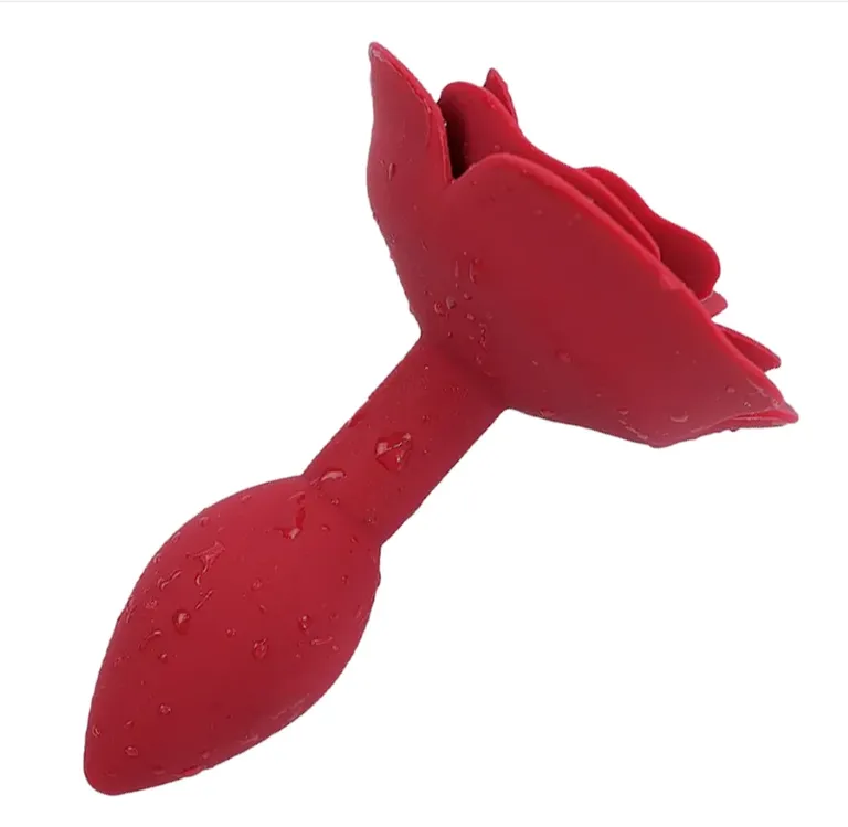 Plug Anal em Silicone Vermelho Escuro Formato de Flor - P