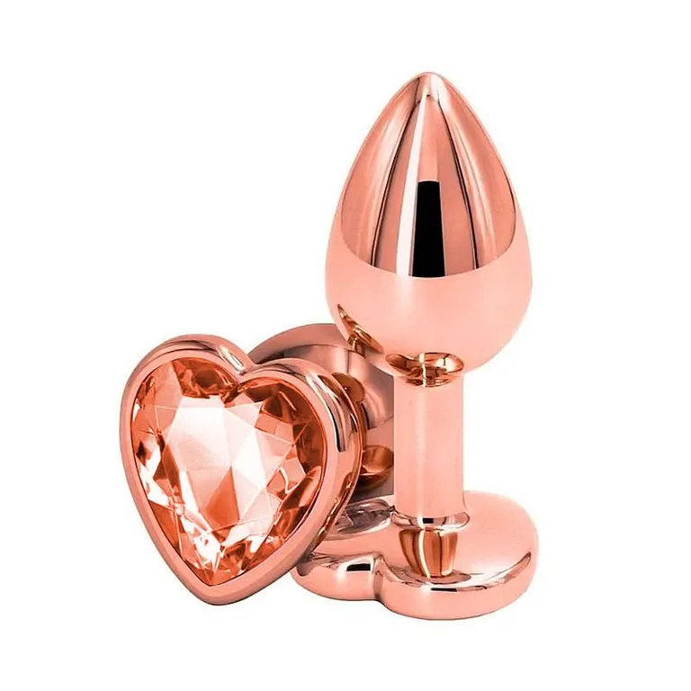Plug Anal em Aço - Formato de Coração com Pedra Laranja