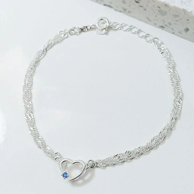 Pulseira prata dupla coração vazado