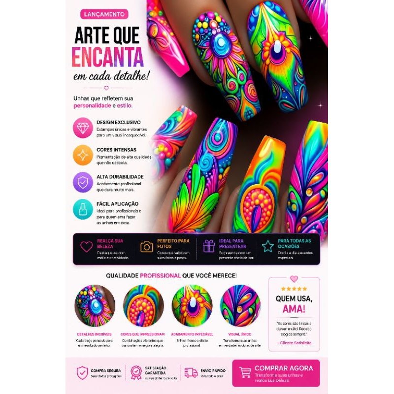 Unhas em acrílico super resistente pacote com 24und