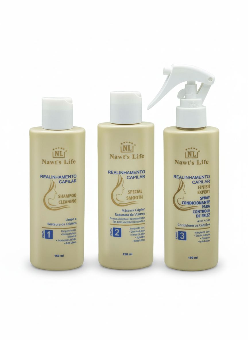 Kit Nawt's Life Realinhamento Capilar 3 Etapas Vegano Anti‑frizz 150ml